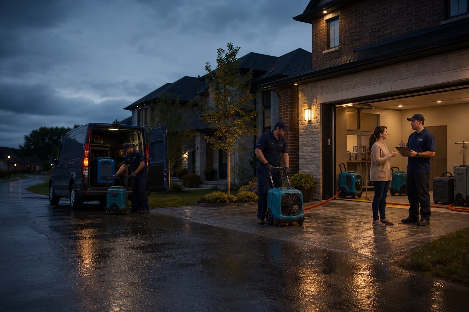 Emergency restoration crew arriving at a Toronto-area home