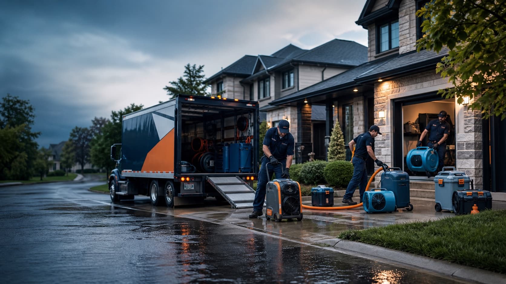 Emergency restoration crew arriving at a GTA home